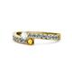 1 - Orane White Sapphire and Citrine with Side Diamonds Bypass Ring 