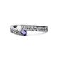 1 - Orane White Sapphire and Iolite with Side Diamonds Bypass Ring 