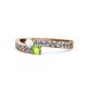 1 - Orane White Sapphire and Peridot with Side Diamonds Bypass Ring 