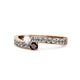 1 - Orane White Sapphire and Red Garnet with Side Diamonds Bypass Ring 