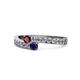 1 - Orane Ruby and Blue Sapphire with Side Diamonds Bypass Ring 