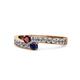 1 - Orane Ruby and Blue Sapphire with Side Diamonds Bypass Ring 