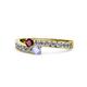 1 - Orane Ruby and Tanzanite with Side Diamonds Bypass Ring 