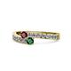 1 - Orane Ruby and Emerald with Side Diamonds Bypass Ring 