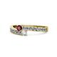 1 - Orane Ruby and Diamond with Side Diamonds Bypass Ring 