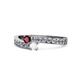 1 - Orane Ruby and White Sapphire with Side Diamonds Bypass Ring 