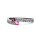 1 - Orane Ruby and Pink Sapphire with Side Diamonds Bypass Ring 
