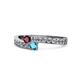 1 - Orane Ruby and London Blue Topaz with Side Diamonds Bypass Ring 
