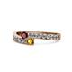 1 - Orane Ruby and Citrine with Side Diamonds Bypass Ring 