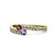 1 - Orane Ruby and Iolite with Side Diamonds Bypass Ring 