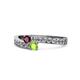 1 - Orane Ruby and Peridot with Side Diamonds Bypass Ring 