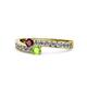 1 - Orane Ruby and Peridot with Side Diamonds Bypass Ring 
