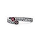1 - Orane Ruby and Red Garnet with Side Diamonds Bypass Ring 
