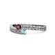 1 - Orane Ruby and Aquamarine with Side Diamonds Bypass Ring 