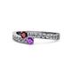 1 - Orane Ruby and Amethyst with Side Diamonds Bypass Ring 