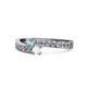 1 - Orane Aquamarine and White Sapphire with Side Diamonds Bypass Ring 