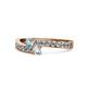 1 - Orane Aquamarine and Diamond with Side Diamonds Bypass Ring 