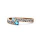 1 - Orane Aquamarine and London Blue Topaz with Side Diamonds Bypass Ring 