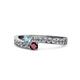 1 - Orane Aquamarine and Ruby with Side Diamonds Bypass Ring 