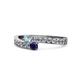 1 - Orane Aquamarine and Blue Sapphire with Side Diamonds Bypass Ring 