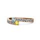 1 - Orane Aquamarine and Yellow Sapphire with Side Diamonds Bypass Ring 