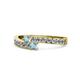 1 - Orane Aquamarine with Side Diamonds Bypass Ring 