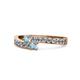 1 - Orane Aquamarine with Side Diamonds Bypass Ring 