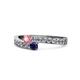1 - Orane Pink Tourmaline and Blue Sapphire with Side Diamonds Bypass Ring 