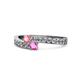 1 - Orane Pink Tourmaline and Pink Sapphire with Side Diamonds Bypass Ring 