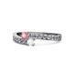 1 - Orane Pink Tourmaline and White Sapphire with Side Diamonds Bypass Ring 