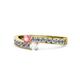 1 - Orane Pink Tourmaline and White Sapphire with Side Diamonds Bypass Ring 