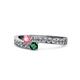 1 - Orane Pink Tourmaline and Emerald with Side Diamonds Bypass Ring 