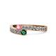 1 - Orane Pink Tourmaline and Emerald with Side Diamonds Bypass Ring 