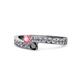 1 - Orane Pink Tourmaline and Black Diamond with Side Diamonds Bypass Ring 