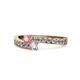 1 - Orane Pink Tourmaline and Diamond with Side Diamonds Bypass Ring 