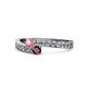 1 - Orane Pink Tourmaline and Ruby with Side Diamonds Bypass Ring 