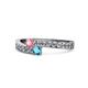 1 - Orane Pink Tourmaline and London Blue Topaz with Side Diamonds Bypass Ring 
