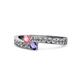 1 - Orane Pink Tourmaline and Iolite with Side Diamonds Bypass Ring 