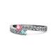 1 - Orane Pink Tourmaline and Aquamarine with Side Diamonds Bypass Ring 