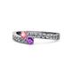 1 - Orane Pink Tourmaline and Amethyst with Side Diamonds Bypass Ring 