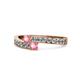 1 - Orane Pink Tourmaline with Side Diamonds Bypass Ring 