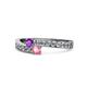 1 - Orane Amethyst and Pink Tourmaline with Side Diamonds Bypass Ring 