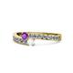 1 - Orane Amethyst and White Sapphire with Side Diamonds Bypass Ring 