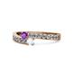 1 - Orane Amethyst and White Sapphire with Side Diamonds Bypass Ring 