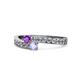 1 - Orane Amethyst and Tanzanite with Side Diamonds Bypass Ring 