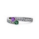 1 - Orane Amethyst and Emerald with Side Diamonds Bypass Ring 