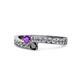 1 - Orane Amethyst and Black Diamond with Side Diamonds Bypass Ring 