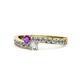 1 - Orane Amethyst and Diamond with Side Diamonds Bypass Ring 