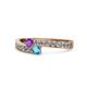 1 - Orane Amethyst and London Blue Topaz with Side Diamonds Bypass Ring 