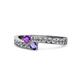 1 - Orane Amethyst and Iolite with Side Diamonds Bypass Ring 